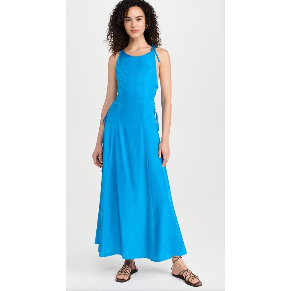 87ORIGINS Ere Dress Blue Maxi‎ Lace Up Sides Women's Size 10 NWT Royal Blue